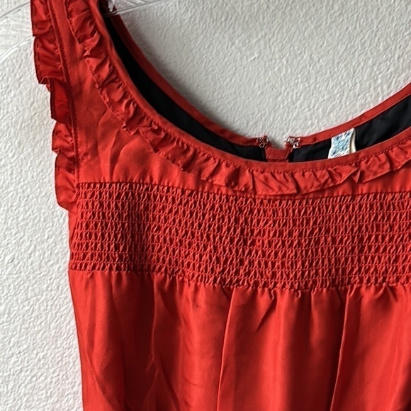 Anthropologie dress burnt orange black gray size 2 Barbie core silk - Picture 3 of 14